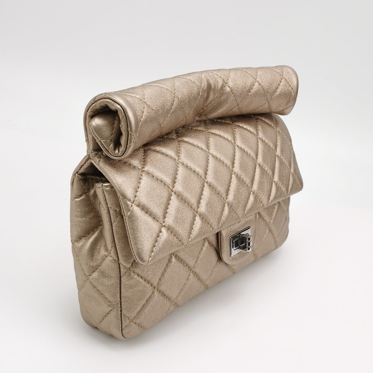Chanel Quilted Roll 2.55 Reissue Clutch Light Gold Iridescent Calfskin