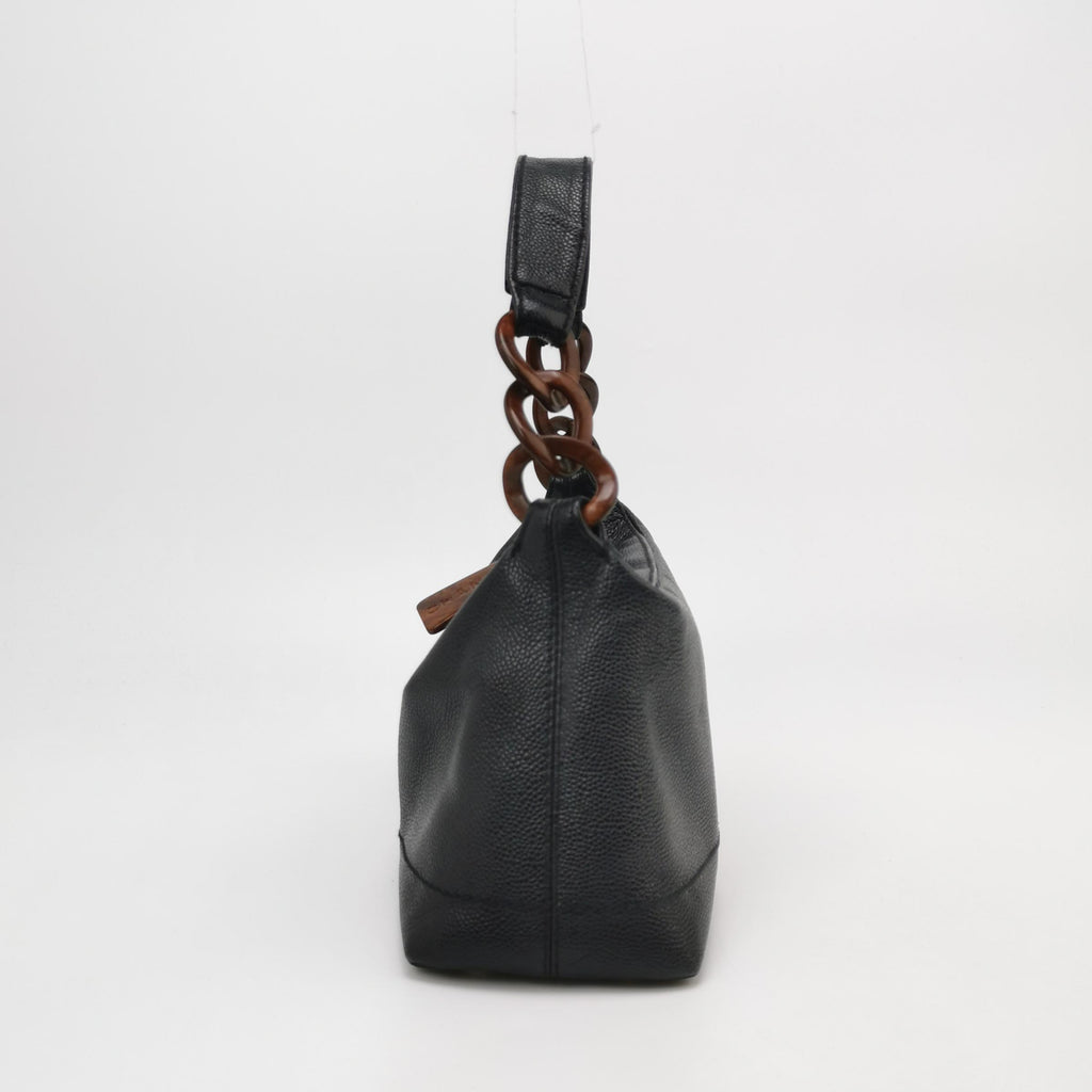 Chanel Wood Chain CC Hobo Black