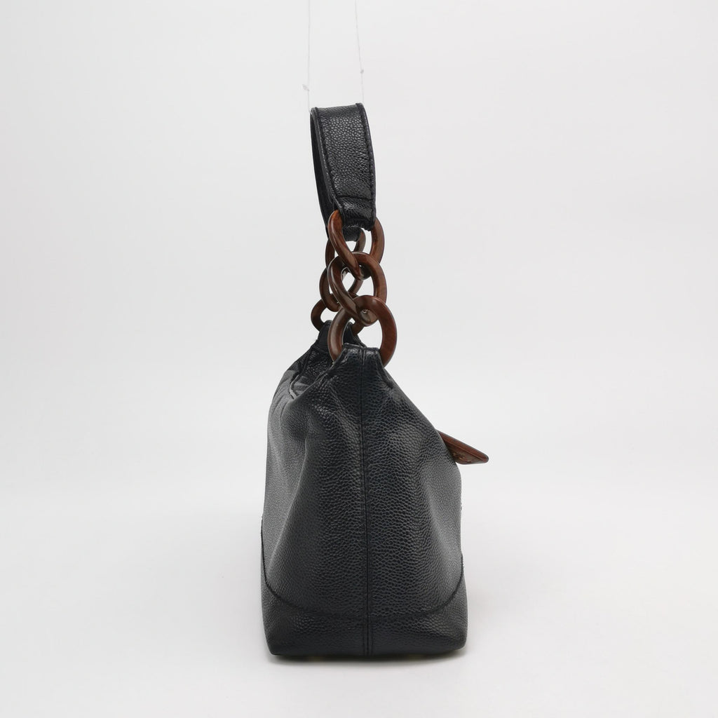 Chanel Wood Chain CC Hobo Black