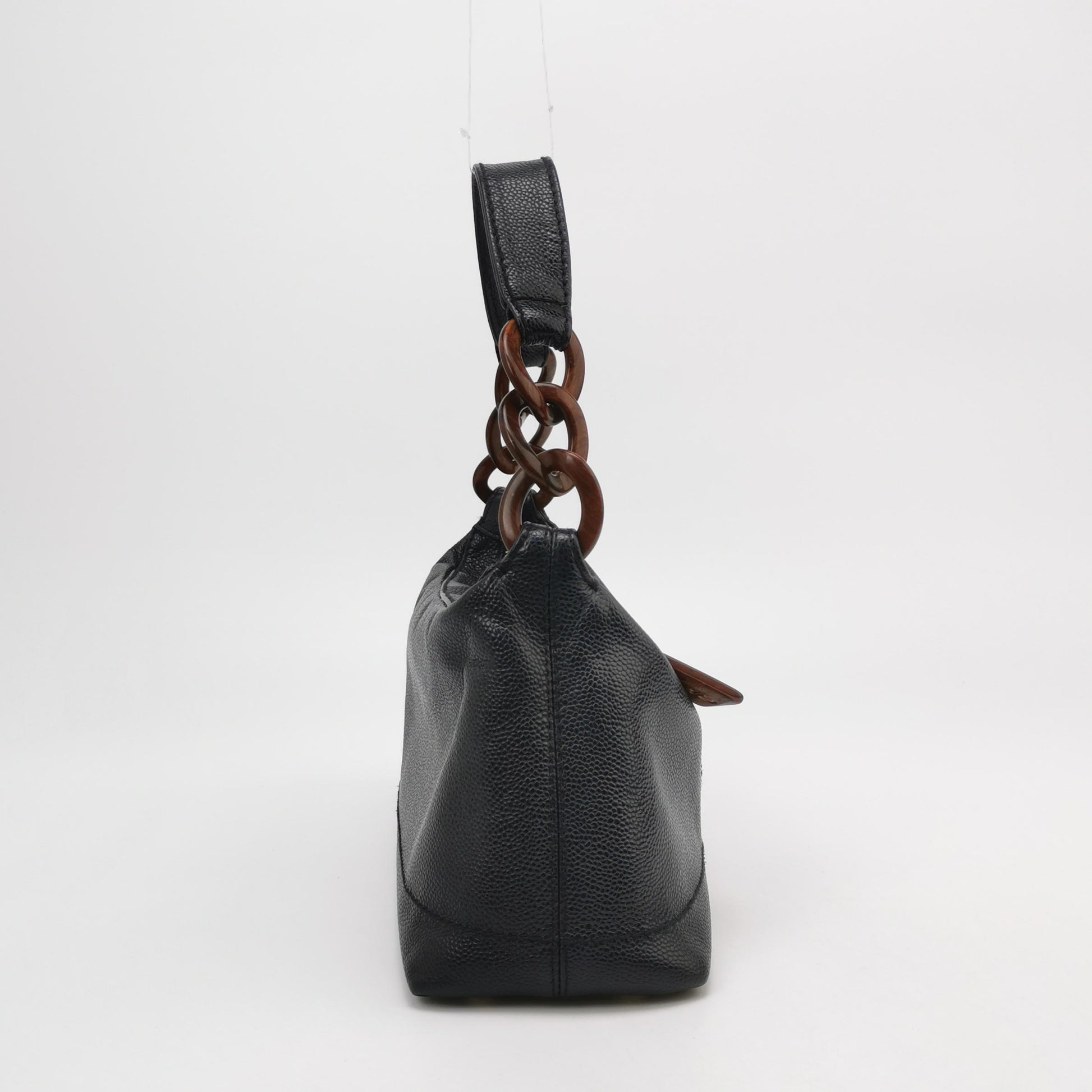 Chanel Wood Chain CC Hobo Black