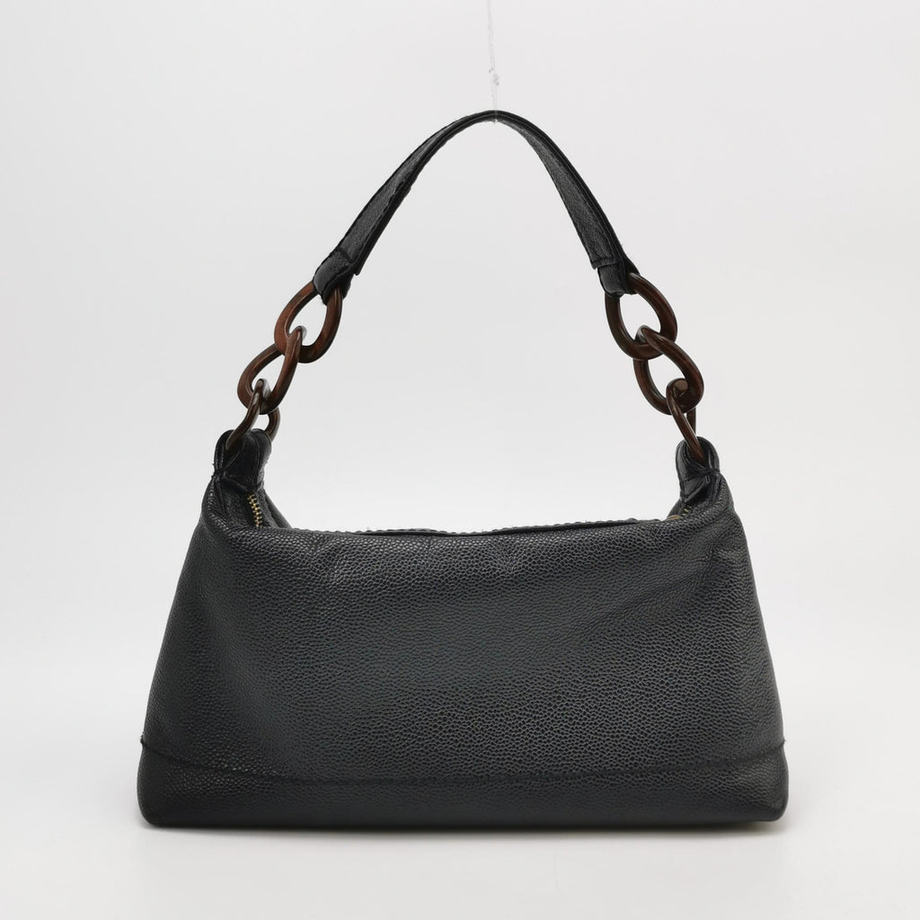 Chanel Wood Chain CC Hobo Black