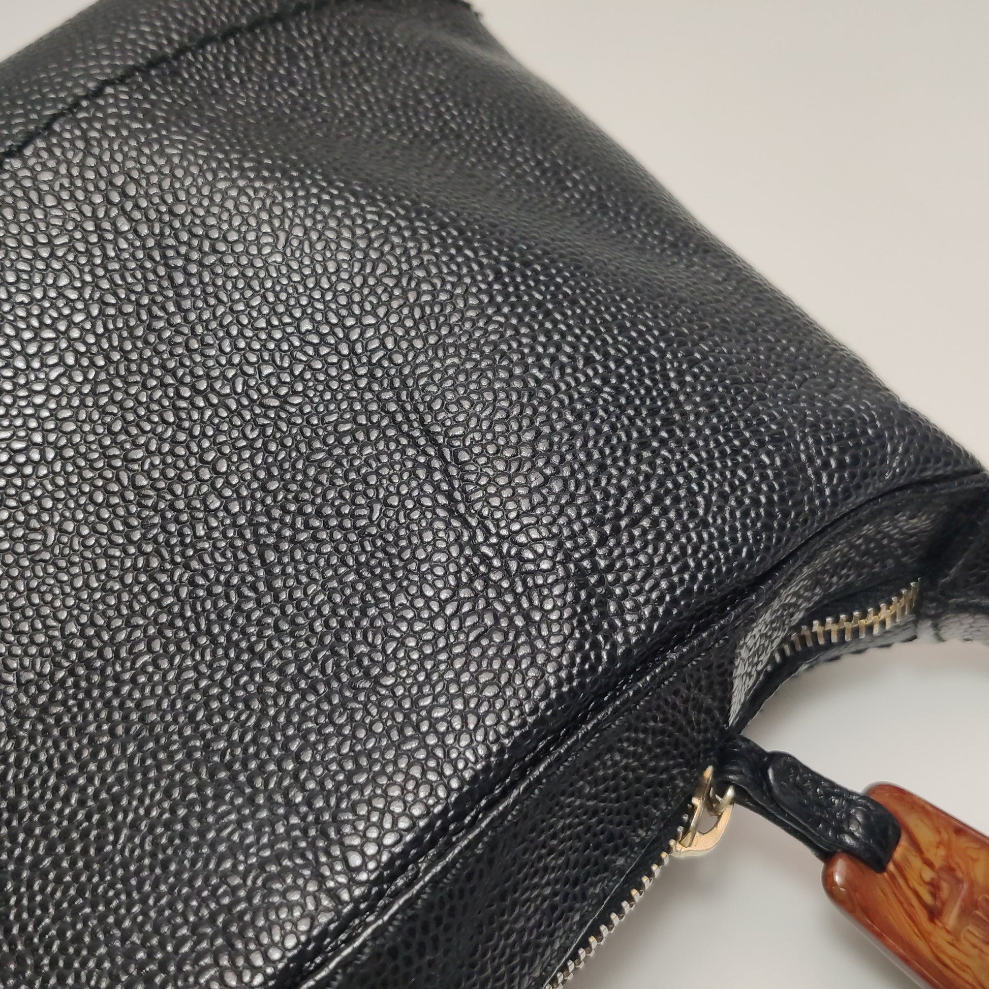 Chanel Wood Chain CC Hobo Black