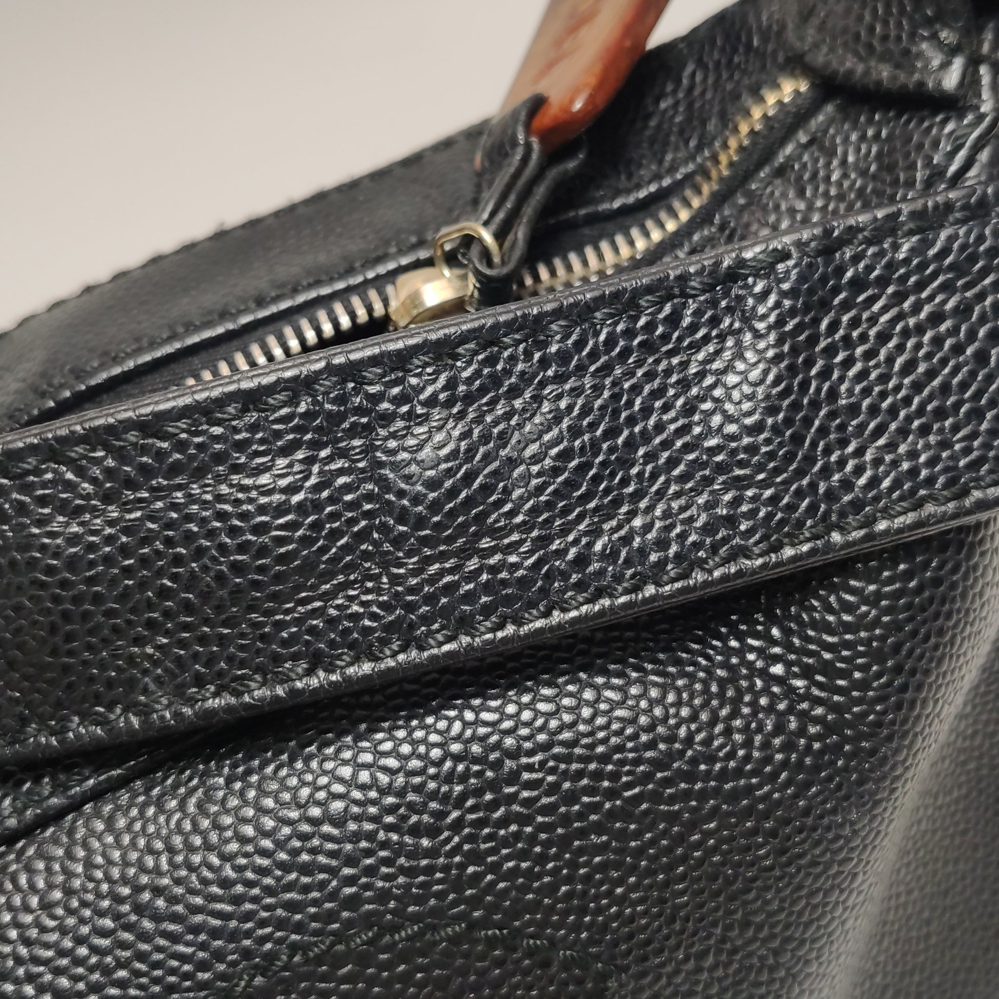 Chanel Wood Chain CC Hobo Black