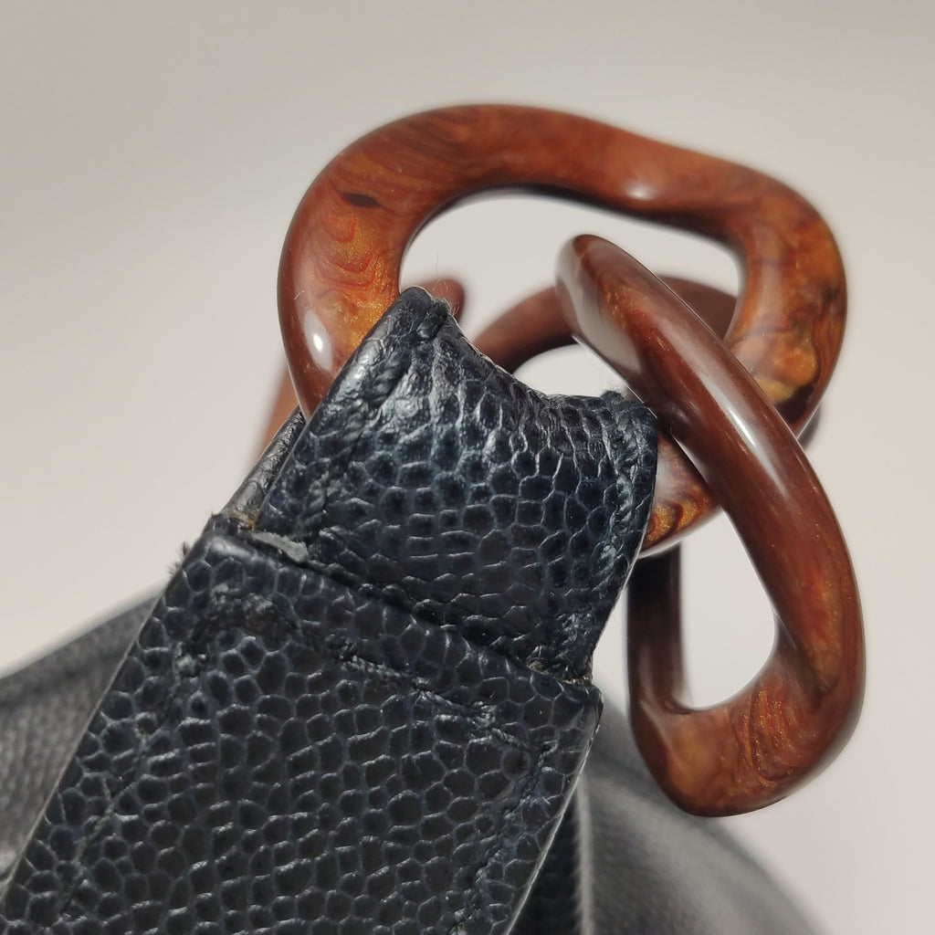 Chanel Wood Chain CC Hobo Black