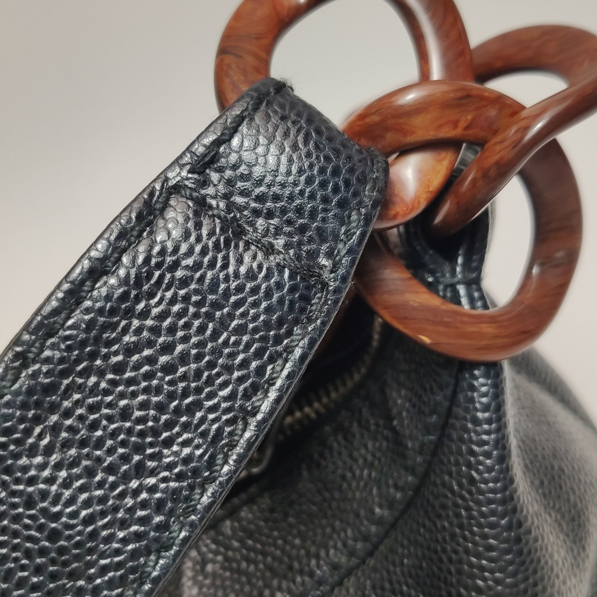 Chanel Wood Chain CC Hobo Black