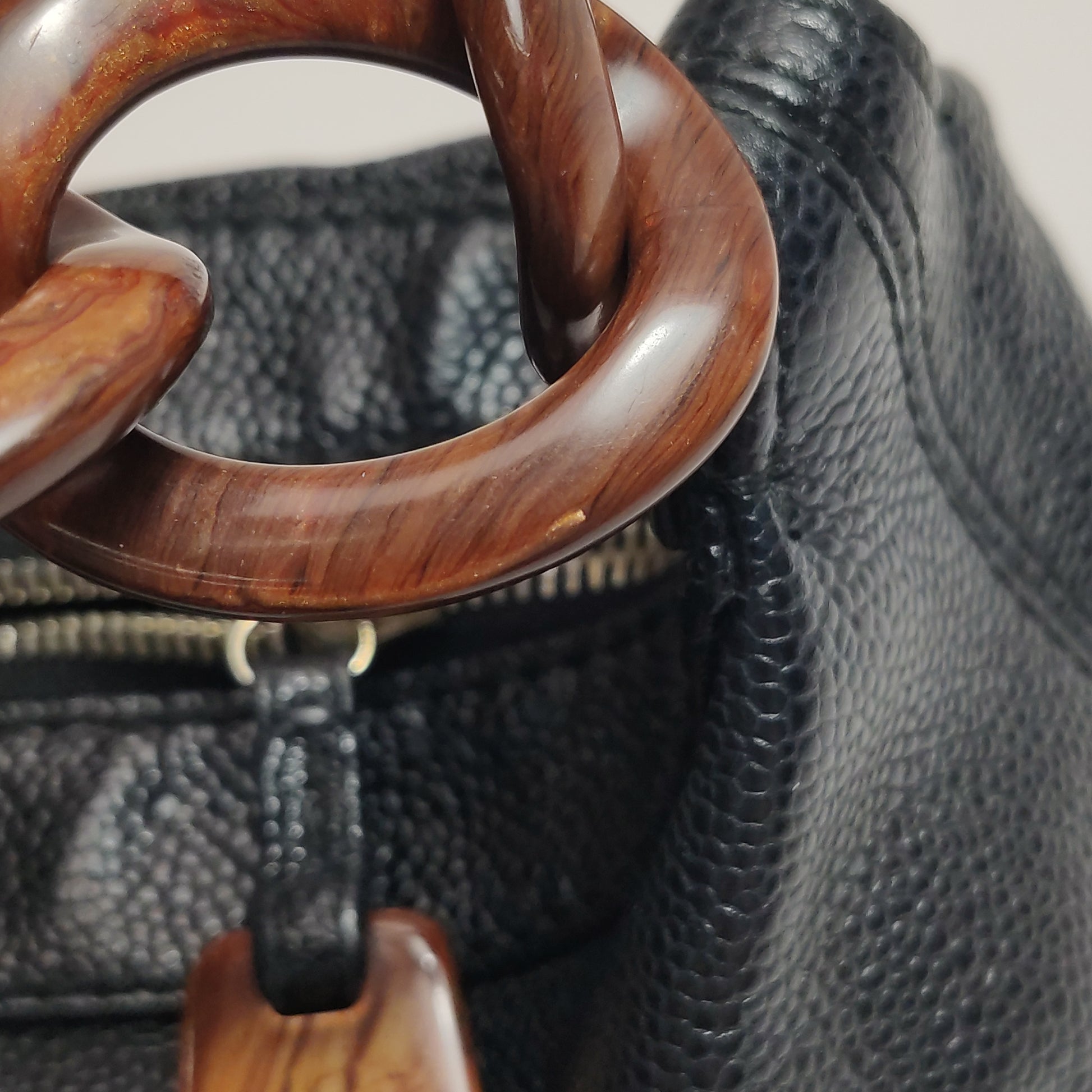 Chanel Wood Chain CC Hobo Black