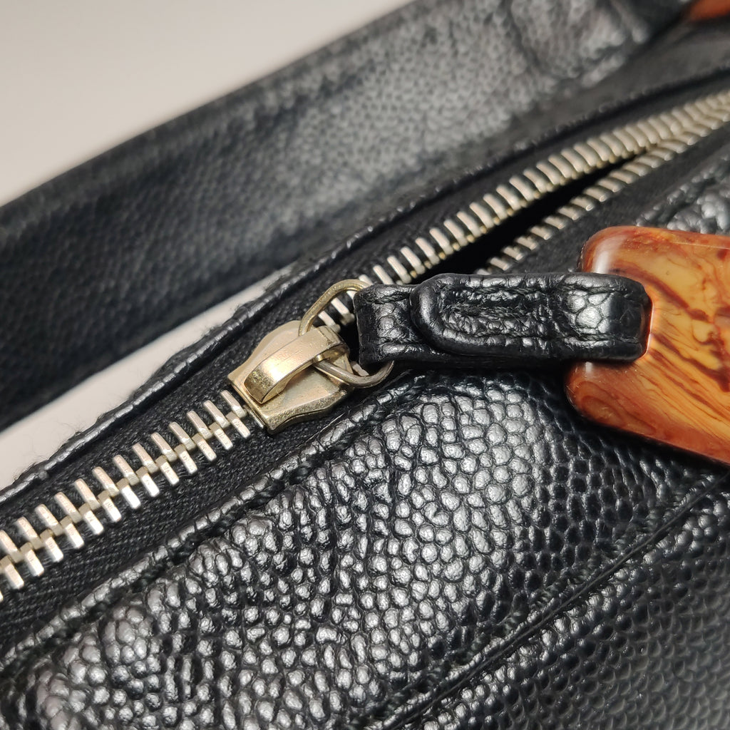 Chanel Wood Chain CC Hobo Black