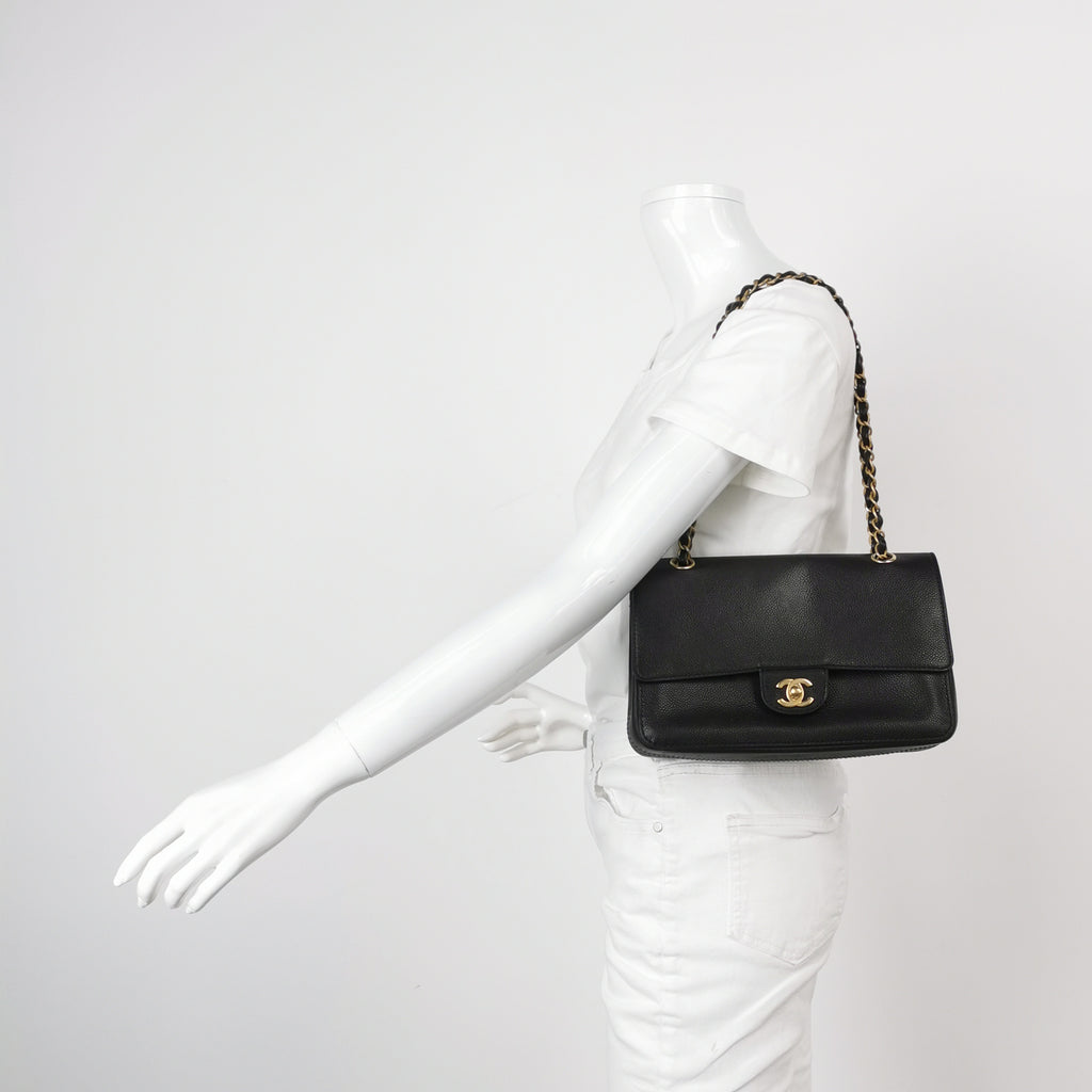 Chanel Pure Classic Double Flap Caviar Black GHW