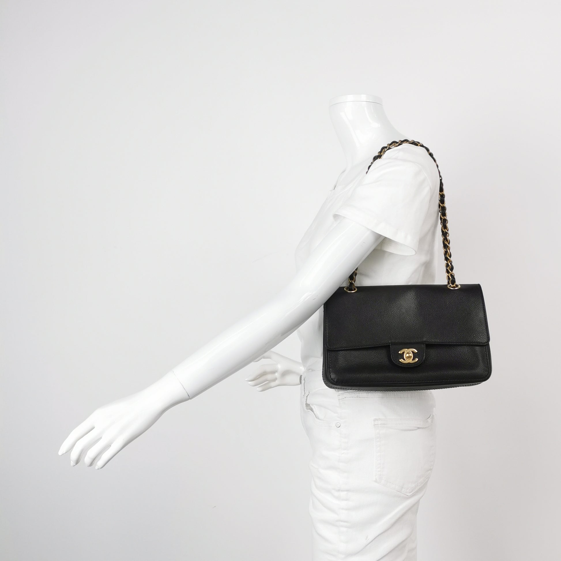 Chanel Pure Classic Double Flap Caviar Black GHW