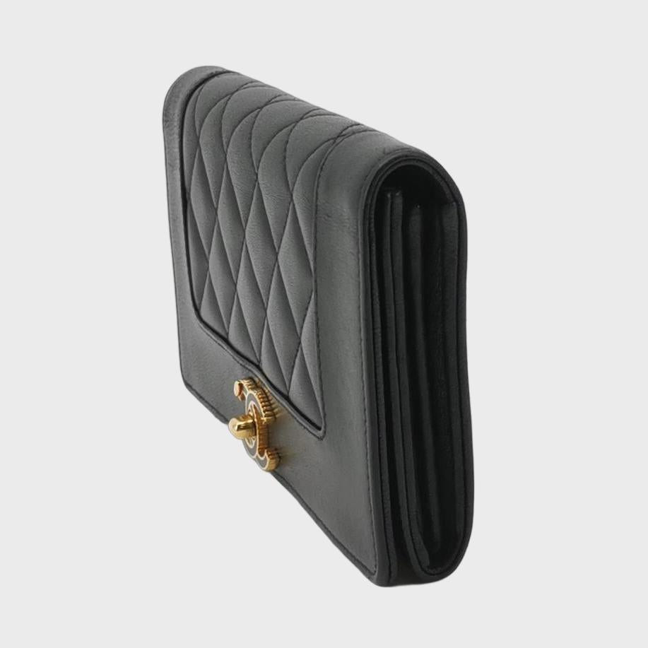 Chanel Quilted Mademoiselle Long Wallet Black