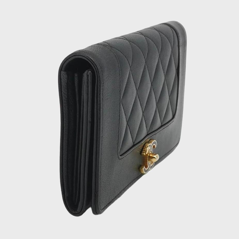 Chanel Quilted Mademoiselle Long Wallet Black