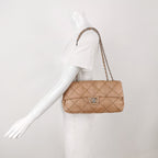 Chanel Ultra Stitch Flap East West Snakeskin Beige