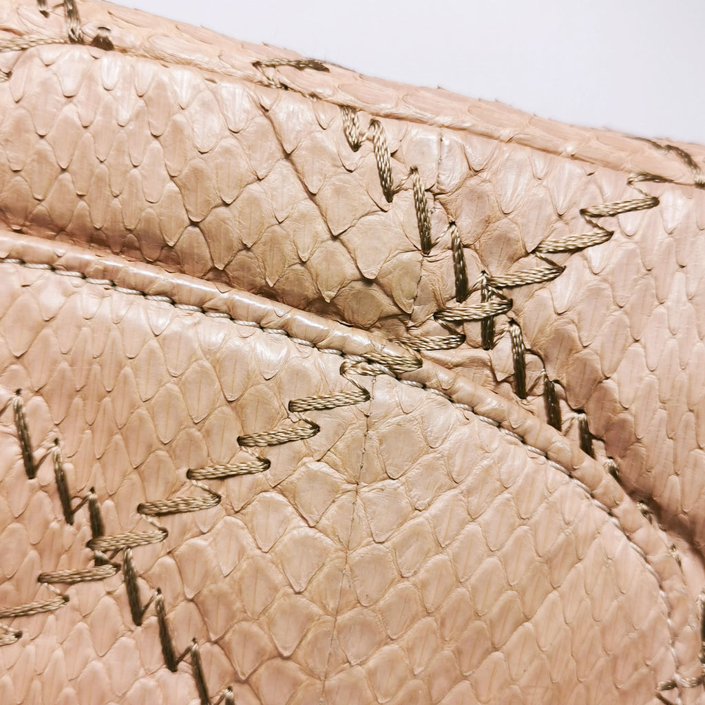 Chanel Ultra Stitch Flap East West Snakeskin Beige