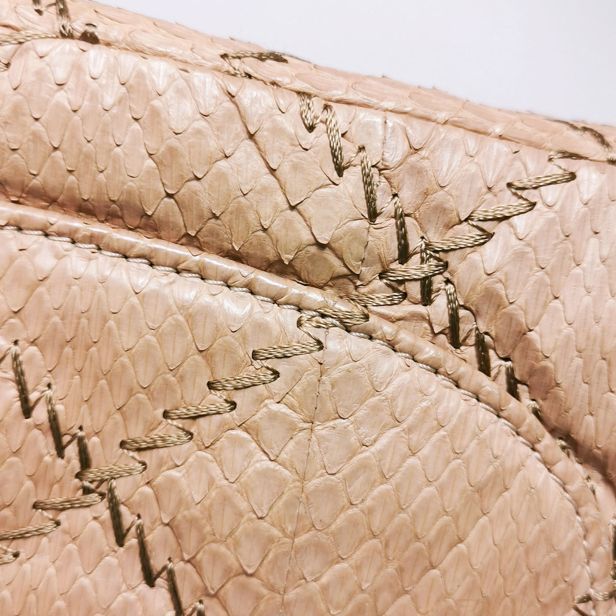 Chanel Ultra Stitch Flap East West Snakeskin Beige