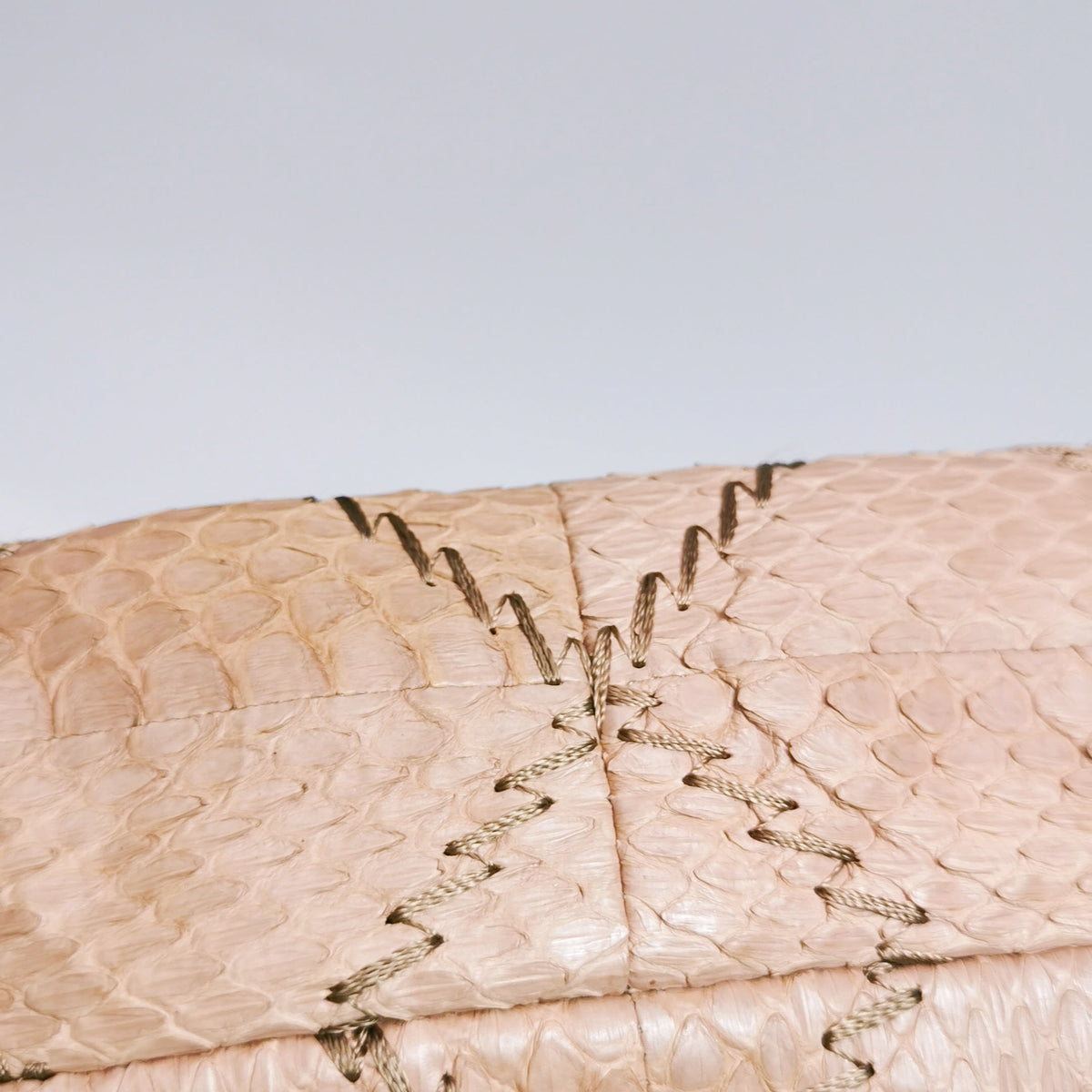 Chanel Ultra Stitch Flap East West Snakeskin Beige