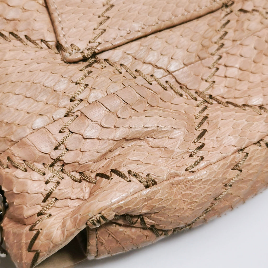 Chanel Ultra Stitch Flap East West Snakeskin Beige