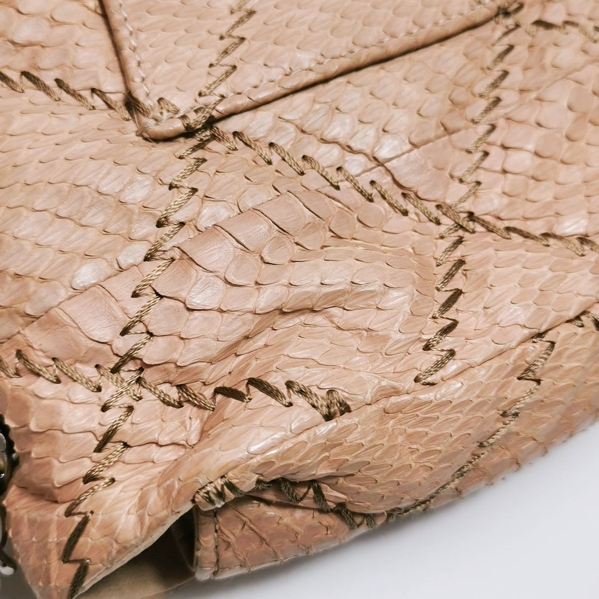Chanel Ultra Stitch Flap East West Snakeskin Beige