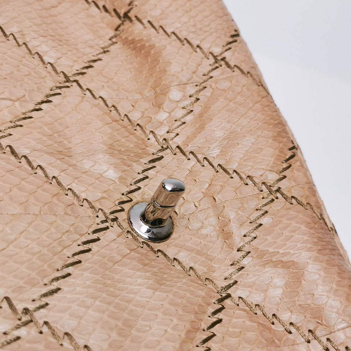 Chanel Ultra Stitch Flap East West Snakeskin Beige