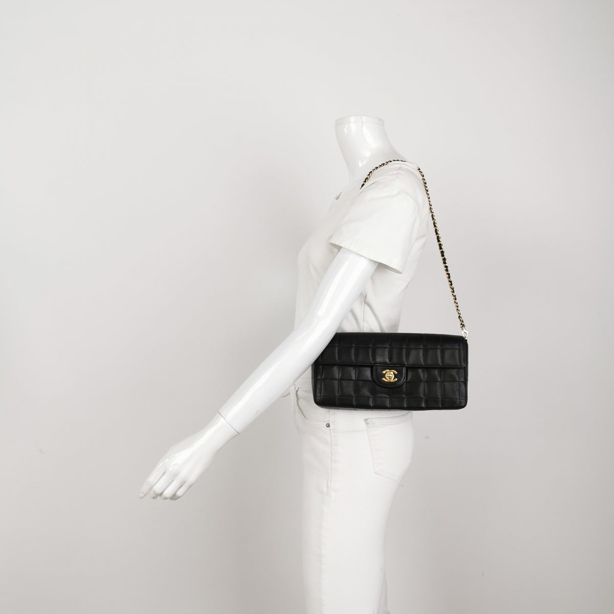 Chanel Chocolate Bar Single Flap East West Black