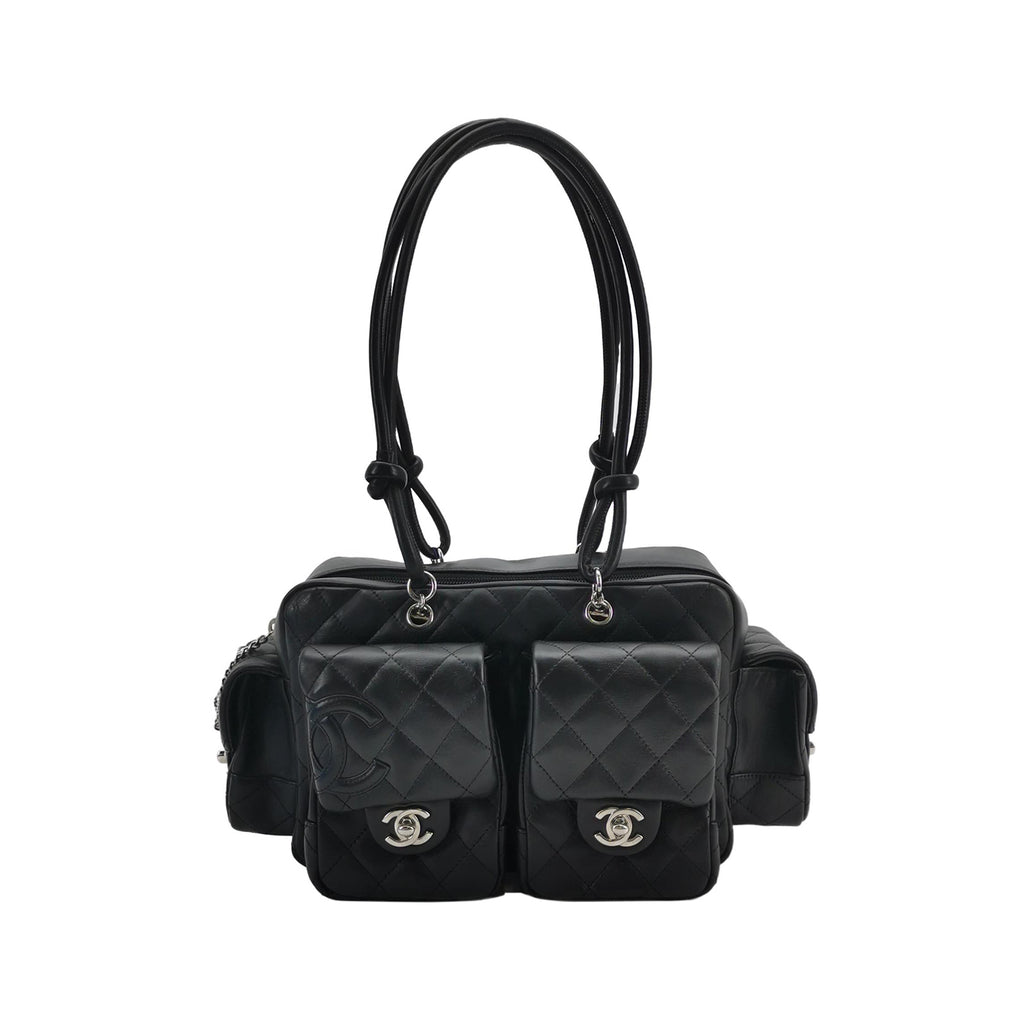 Chanel Cambon Multi Pocket Reporter Bag Black