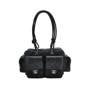 Chanel Cambon Multi Pocket Reporter Bag Black
