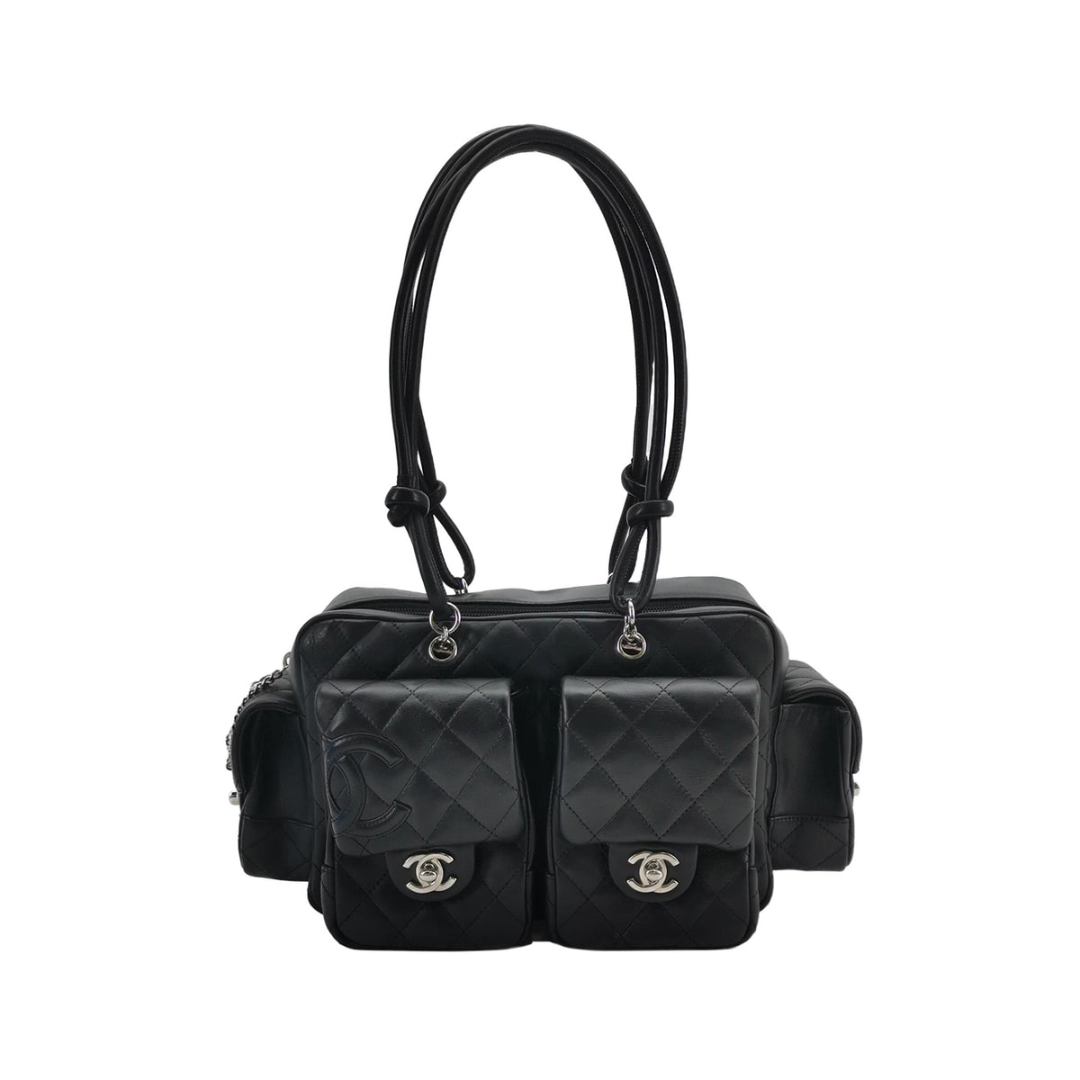 Chanel Cambon Multi Pocket Reporter Bag Black
