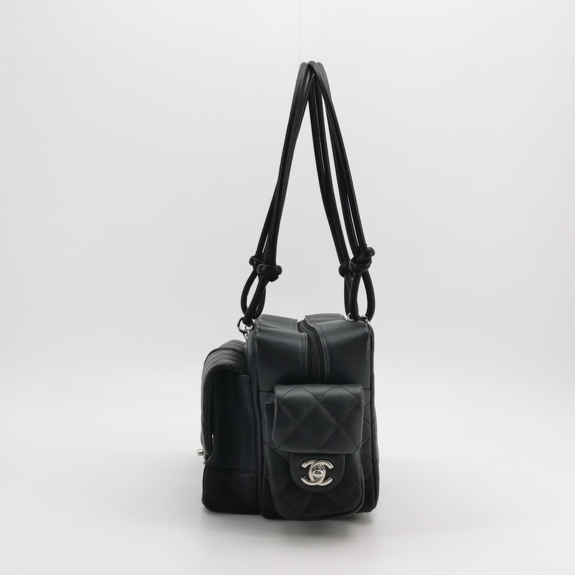 Chanel Cambon Multi Pocket Reporter Bag Black