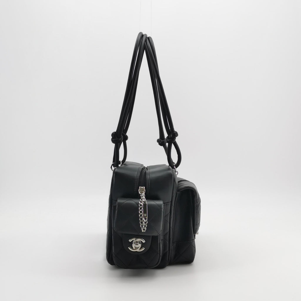 Chanel Cambon Multi Pocket Reporter Bag Black