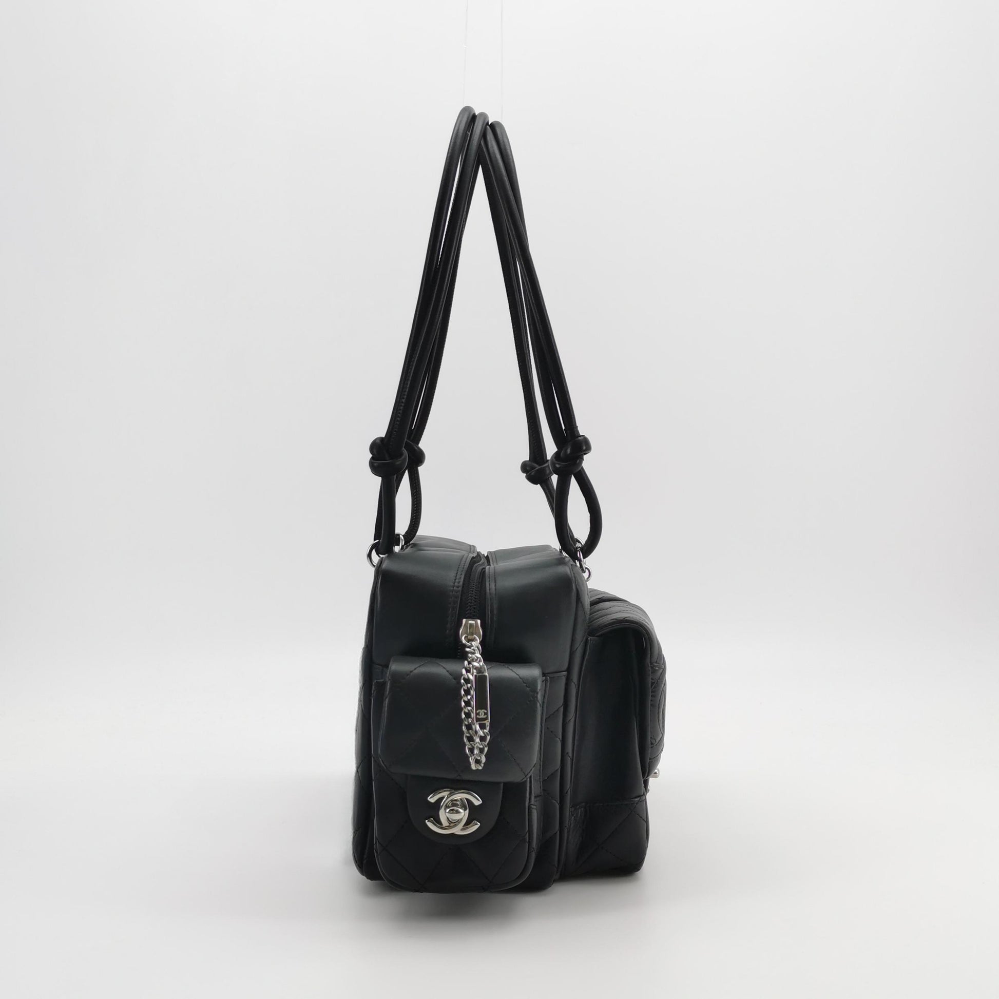 Chanel Cambon Multi Pocket Reporter Bag Black