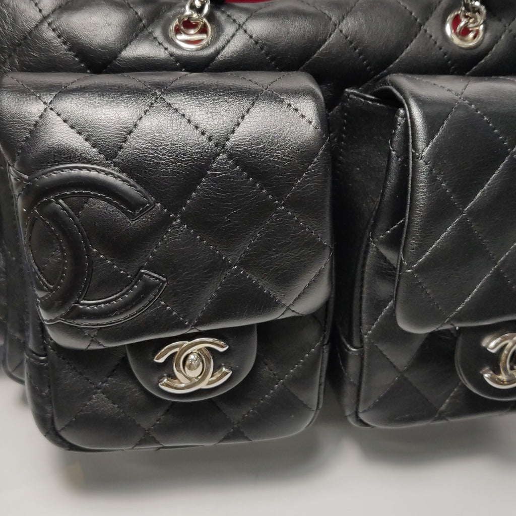 Chanel Cambon Multi Pocket Reporter Bag Black