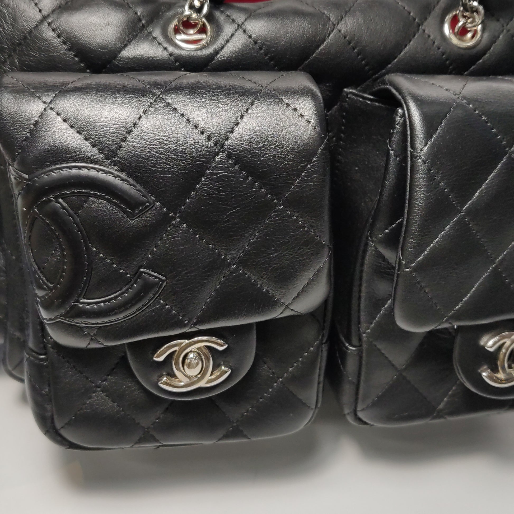 Chanel Cambon Multi Pocket Reporter Bag Black