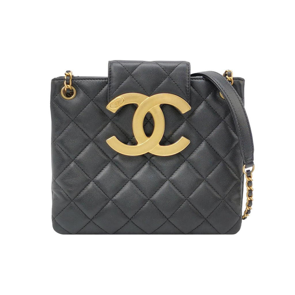 Chanel Lambskin Quilted Giant CC Shoulder Bag Black