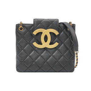 Chanel Lambskin Quilted Giant CC Shoulder Bag Black