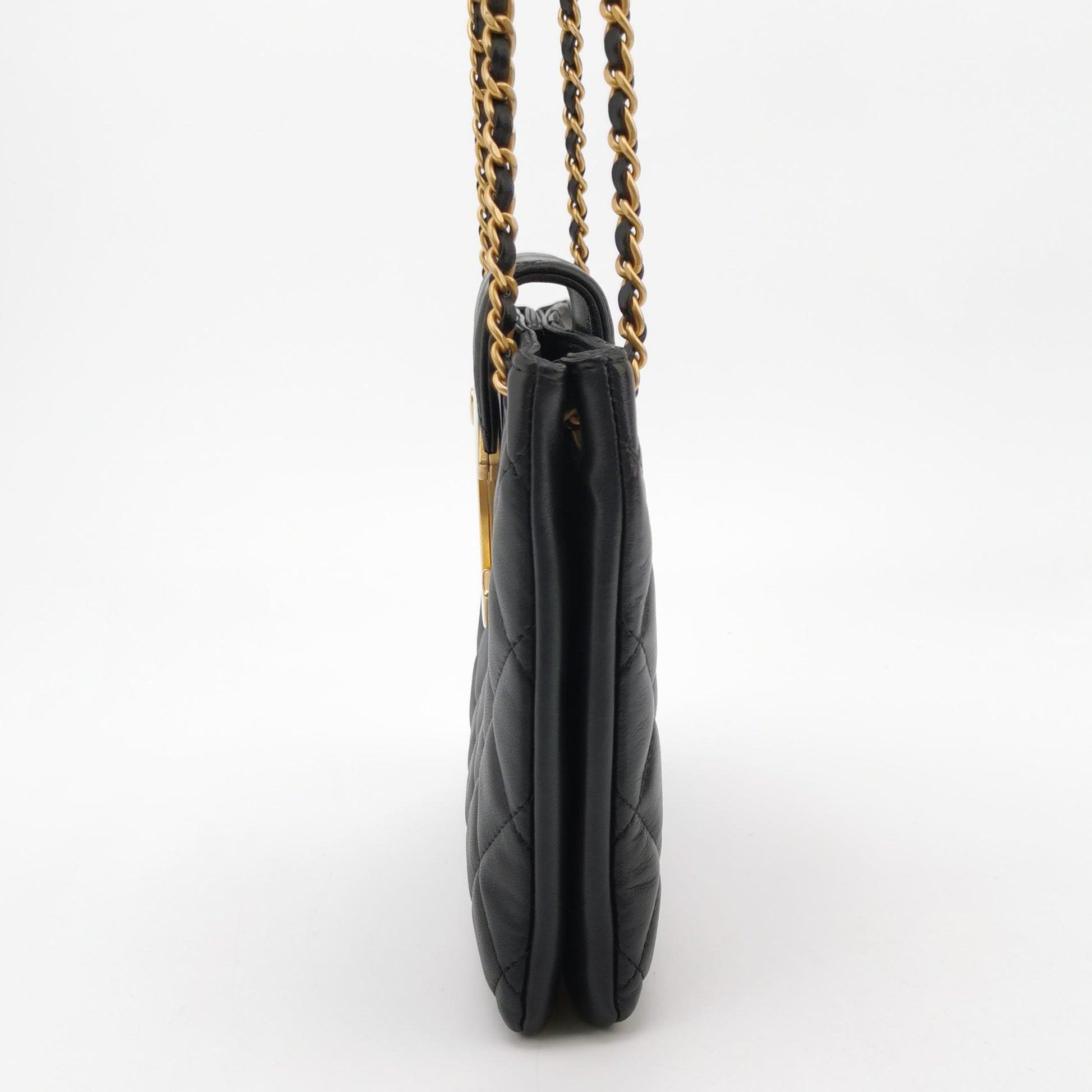 Chanel Lambskin Quilted Giant CC Shoulder Bag Black