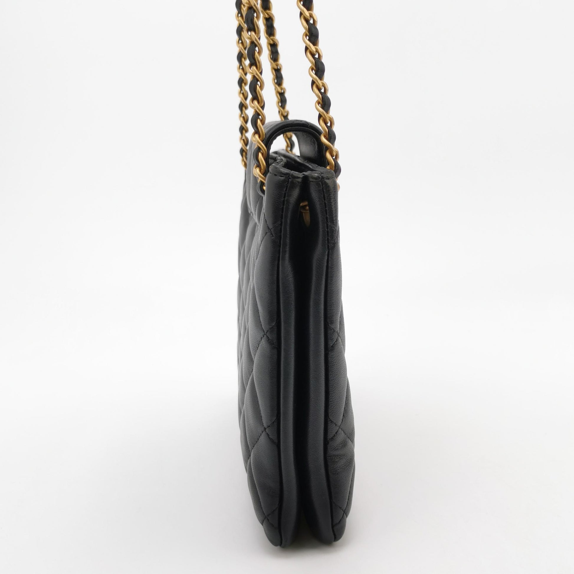 Chanel Lambskin Quilted Giant CC Shoulder Bag Black