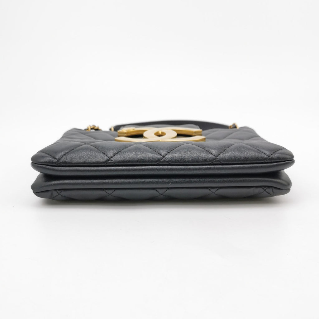 Chanel Lambskin Quilted Giant CC Shoulder Bag Black