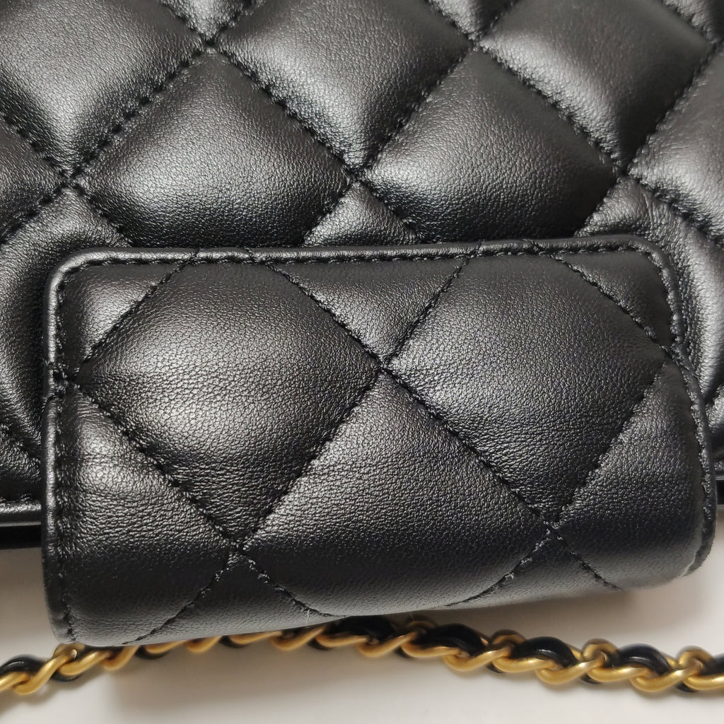 Chanel Lambskin Quilted Giant CC Shoulder Bag Black