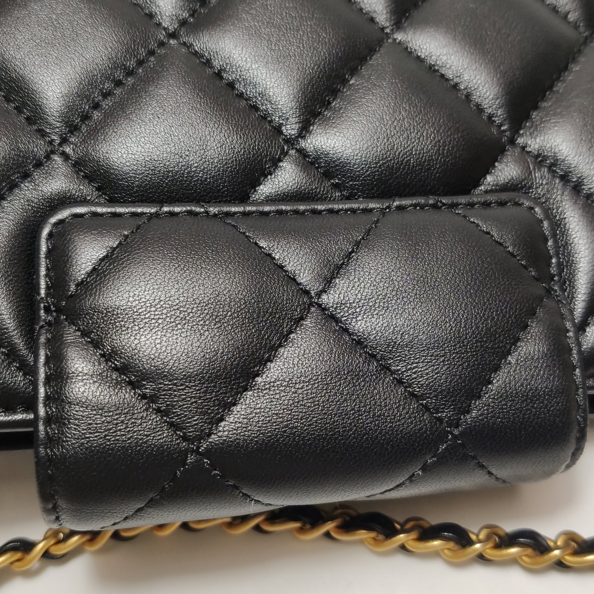 Chanel Lambskin Quilted Giant CC Shoulder Bag Black
