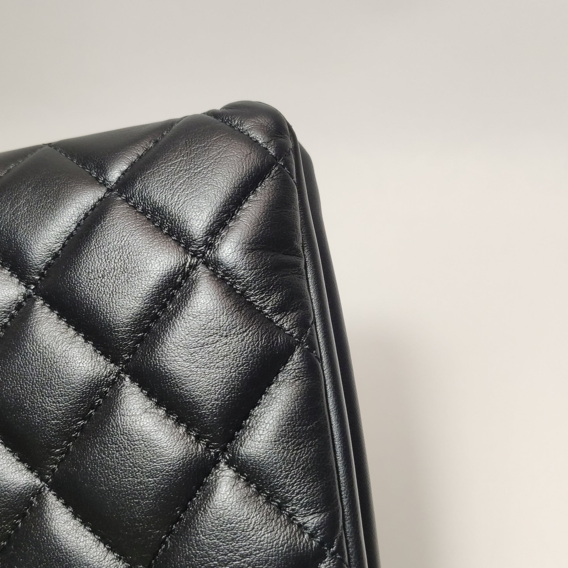 Chanel Lambskin Quilted Giant CC Shoulder Bag Black