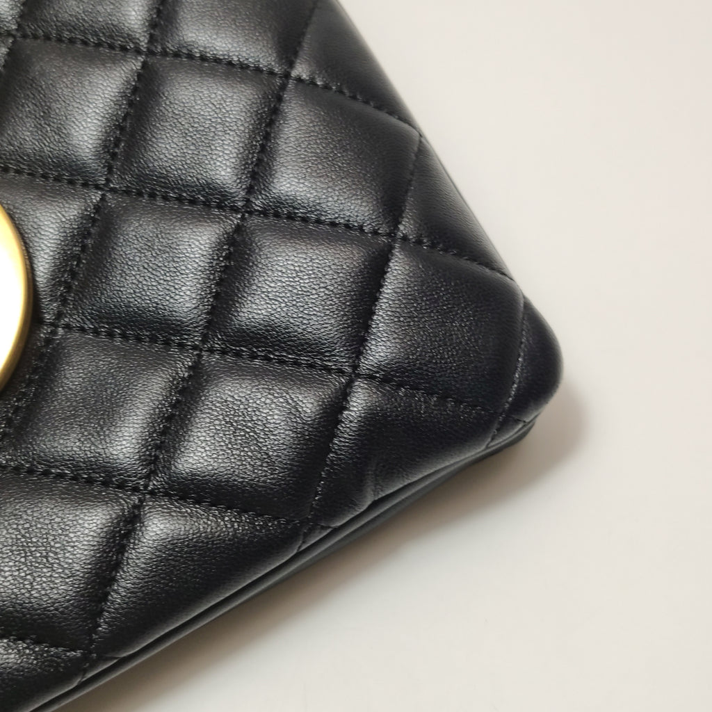 Chanel Lambskin Quilted Giant CC Shoulder Bag Black