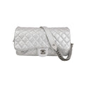 Chanel Quilted Small Chain Detail Flap Metallic Calfskin Silver