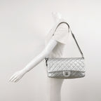 Chanel Quilted Small Chain Detail Flap Metallic Calfskin Silver