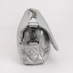 Chanel Quilted Small Chain Detail Flap Metallic Calfskin Silver