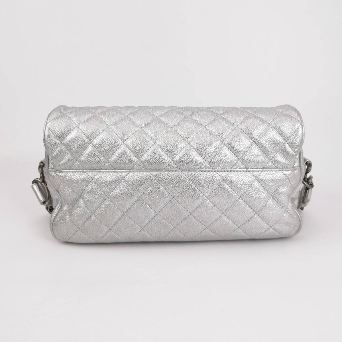 Chanel Quilted Small Chain Detail Flap Metallic Calfskin Silver