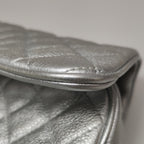 Chanel Quilted Small Chain Detail Flap Metallic Calfskin Silver