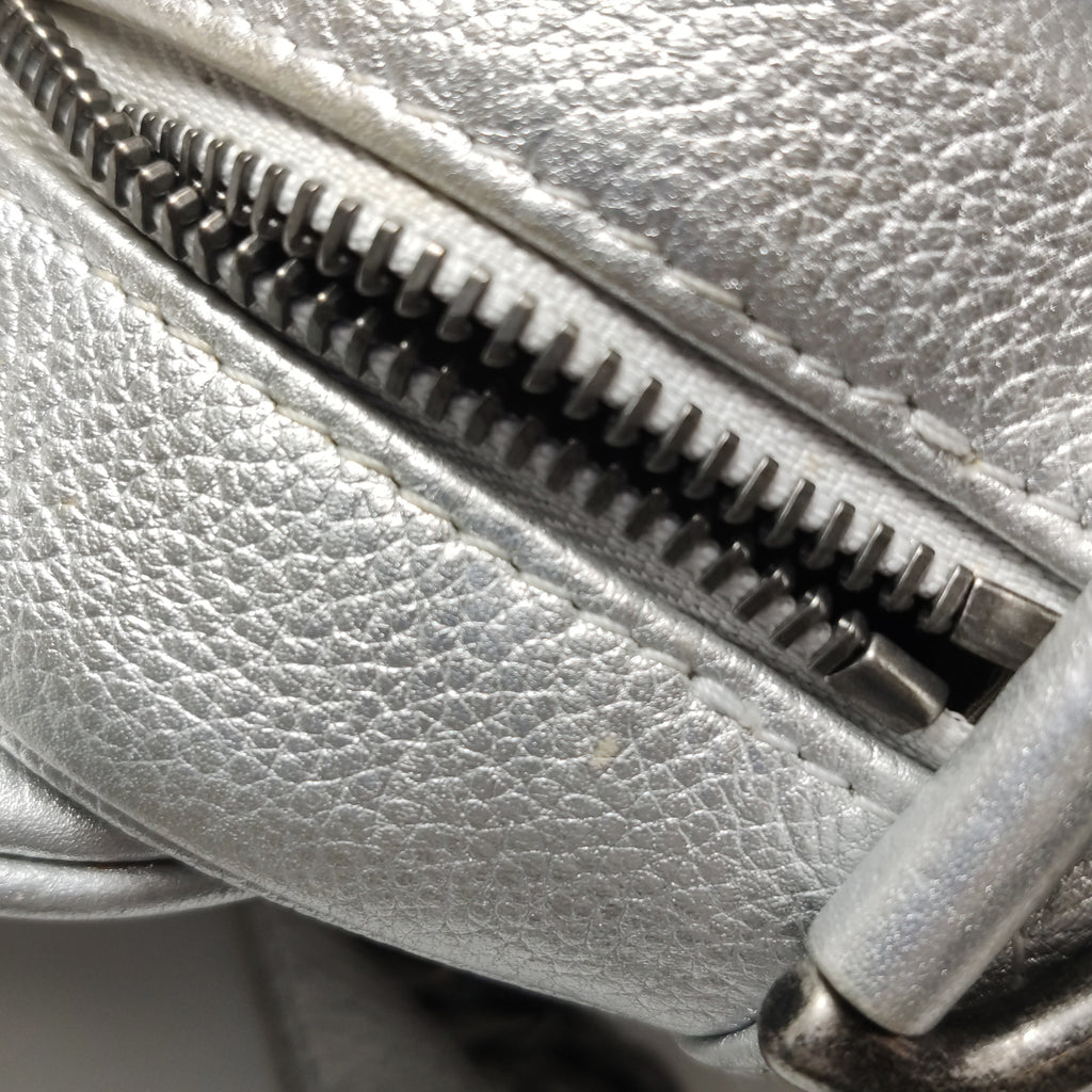 Chanel Quilted Small Chain Detail Flap Metallic Calfskin Silver