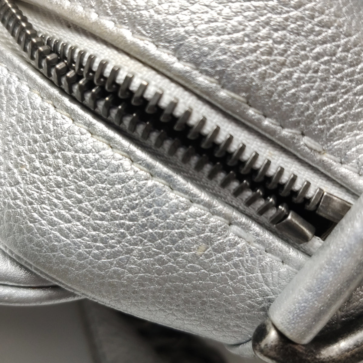 Chanel Quilted Small Chain Detail Flap Metallic Calfskin Silver