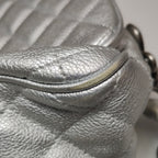 Chanel Quilted Small Chain Detail Flap Metallic Calfskin Silver