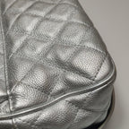 Chanel Quilted Small Chain Detail Flap Metallic Calfskin Silver