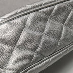 Chanel Quilted Small Chain Detail Flap Metallic Calfskin Silver